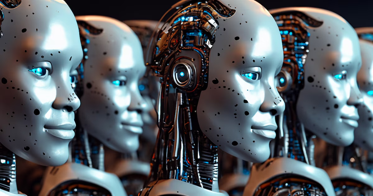 Robot humanoïde et intelligence artificielle symbolisant la révolution technologique