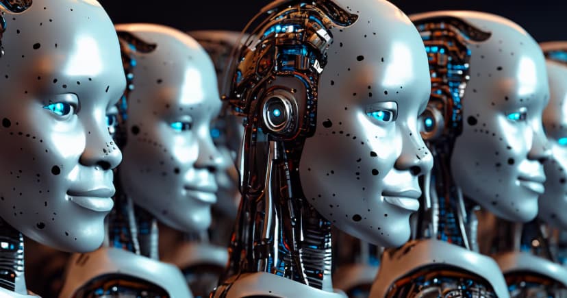 Robot humanoïde et intelligence artificielle symbolisant la révolution technologique